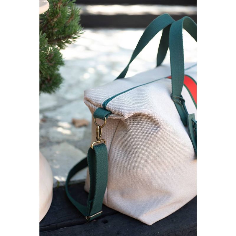 Bolsa de Viaje Verde-Rojo Lona Beige