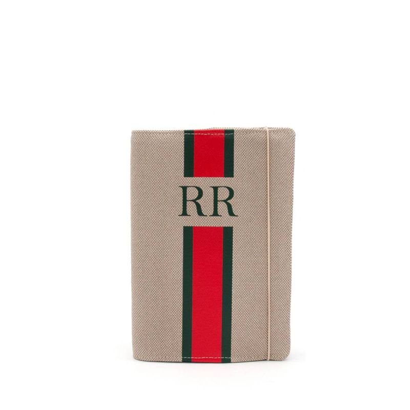 Libreta Verde-Rojo Lona Beige