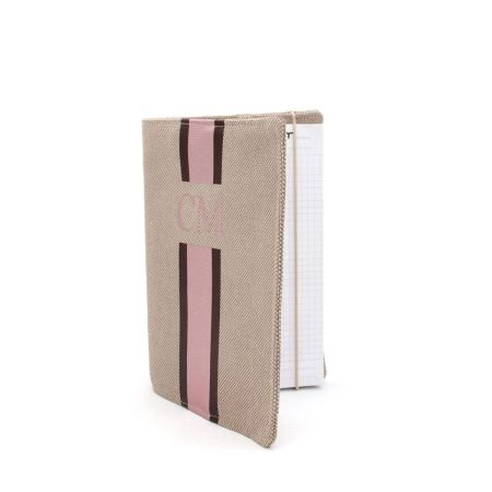 Libreta Marrón-Rosa Lona Beige