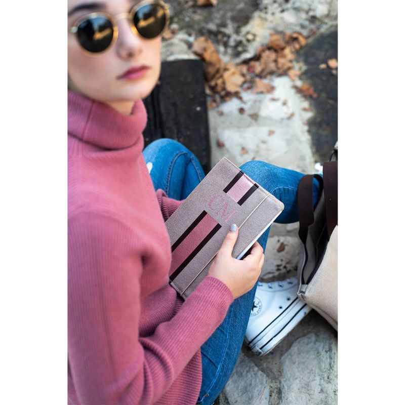 Libreta Marrón-Rosa Lona Beige
