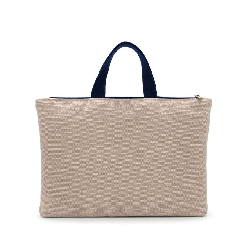 Portadocumentos Azul-Camel Lona Beige