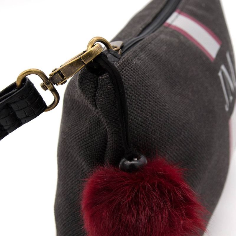 Bolso bandolera Granate-Gris Lona Negro