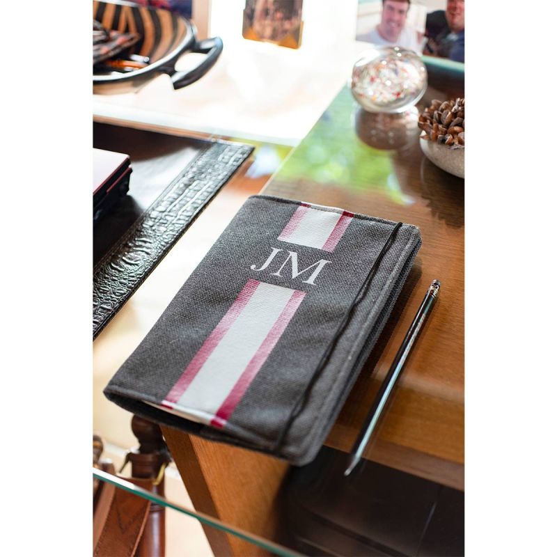 Libreta Granate-Gris Lona Negro
