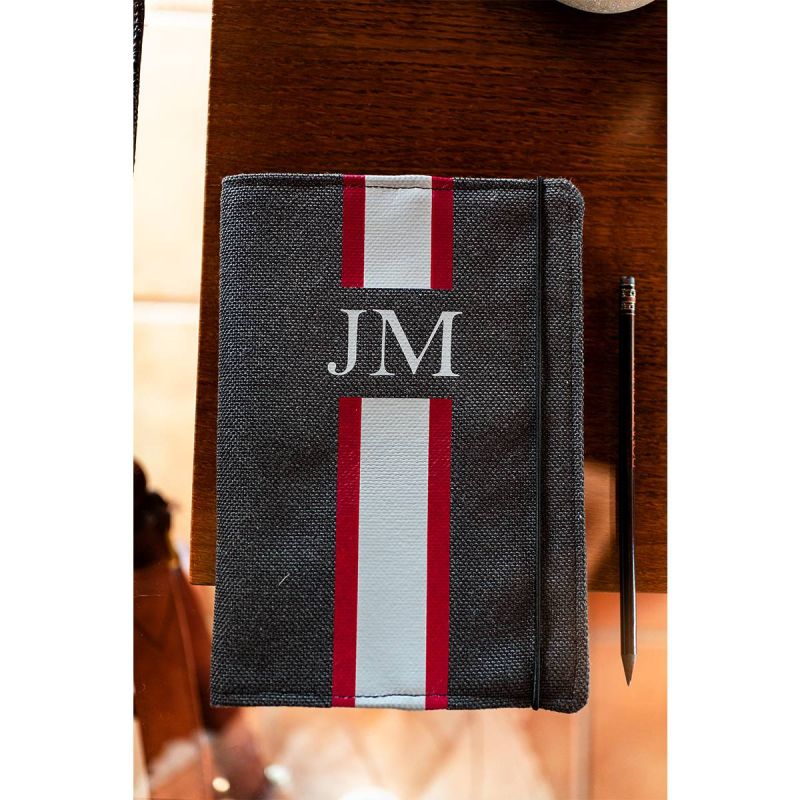 Libreta Granate-Gris Lona Negro