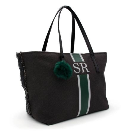 Bolso Verde-Gris Lona Negro