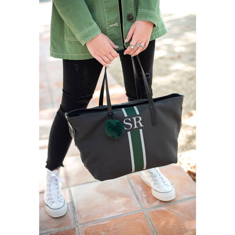 Bolso Verde-Gris Lona Negro