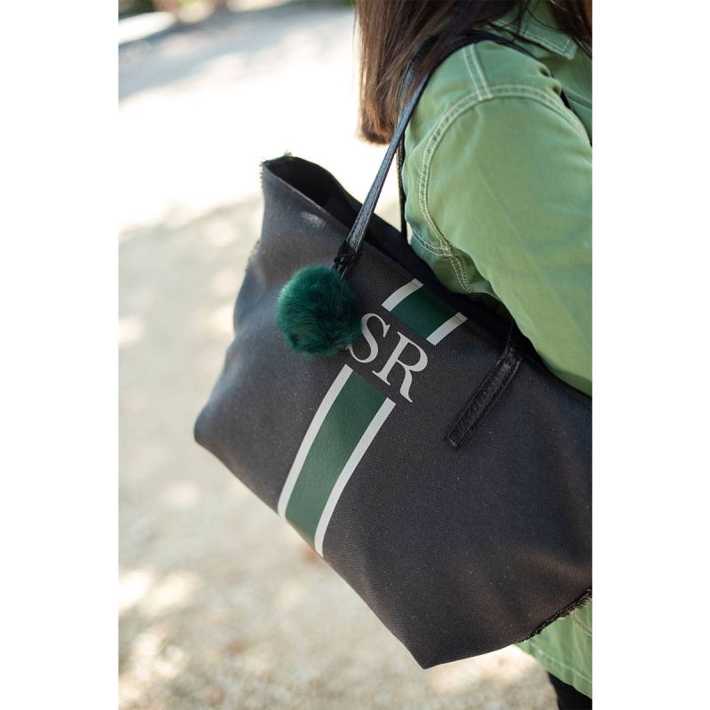 Bolso Verde-Gris Lona Negro