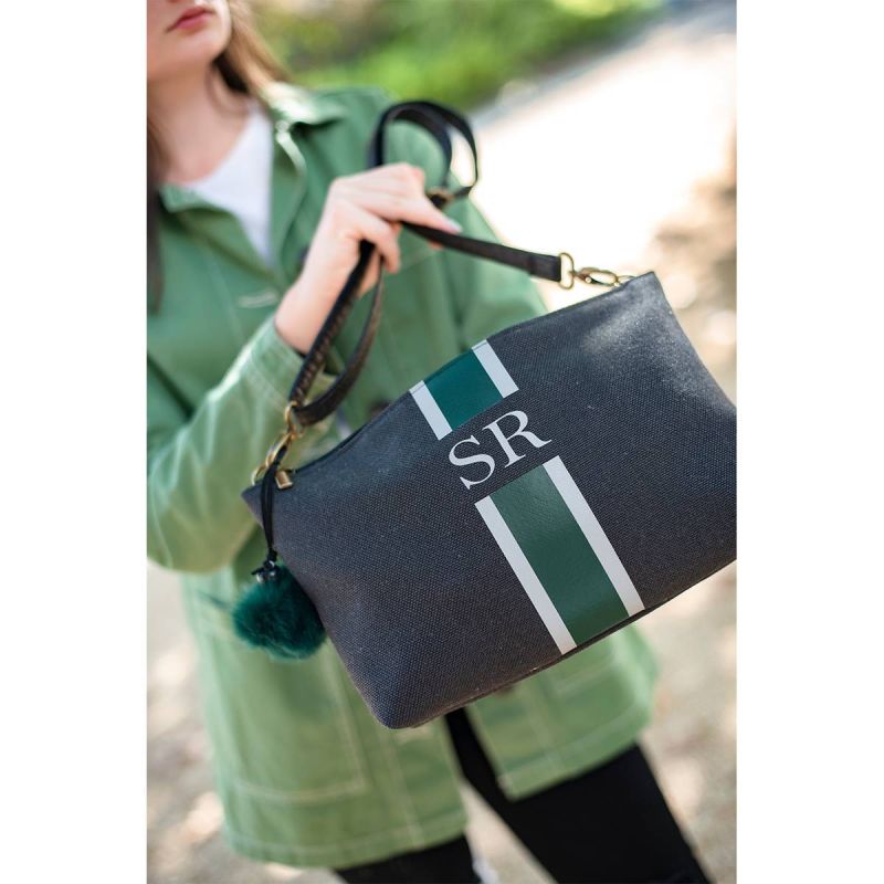 Bolso bandolera Verde-Gris Lona Negro