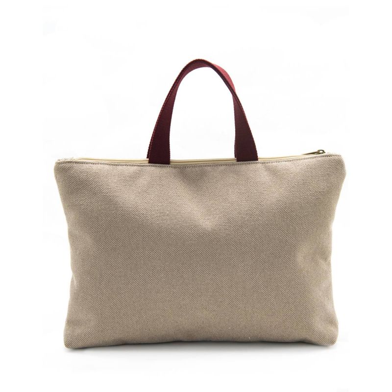 Portadocumentos Granate-Gris Lona Beige