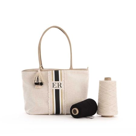 Bolso Canvas Oro, Blanco y...