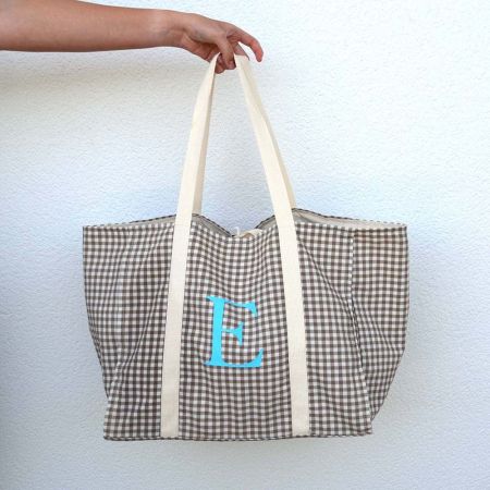 Bolso de playa Taupe Vichy