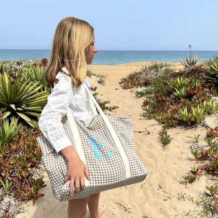 Bolso de playa Taupe Vichy 2