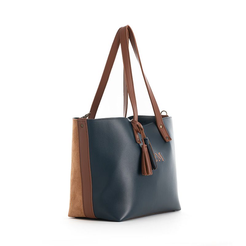 Bolso Shopper Valentina Azul y Simil...