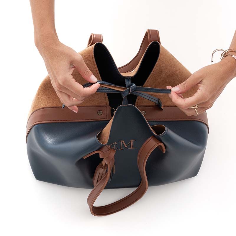 Bolso Shopper Valentina Azul y Simil...