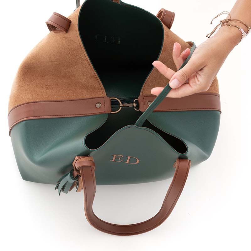 Bolso Shopper Valentina Verde y Simil...
