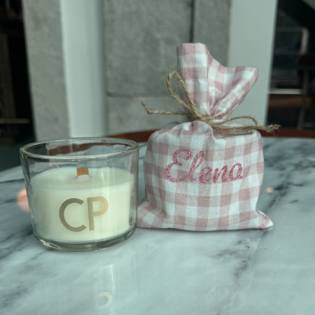 Vela con bolsita personalizada