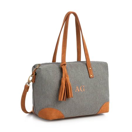 Bolso Gris Gala Símil Ante